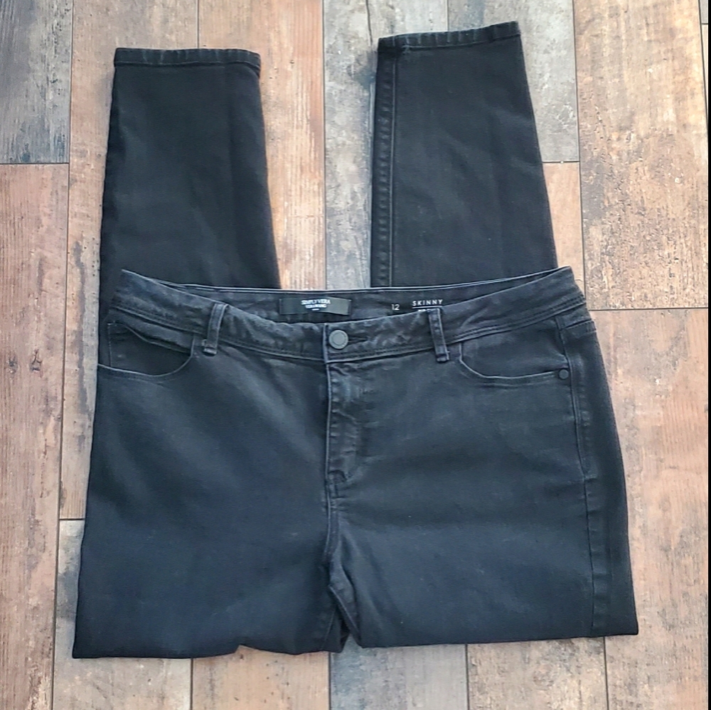 Simply Vera Wang Skinny Mid Rise Black Jeans Size 12